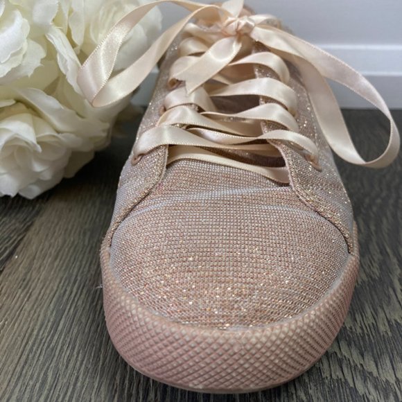 Le Chateau Rose Gold Glitter Lace up Sneakers - Picture 6 of 7